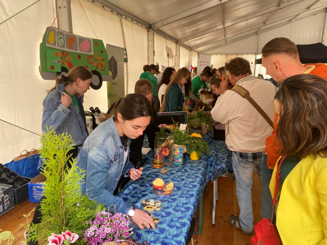 Stoisko przygotowane przez studentów z kół naukowych 