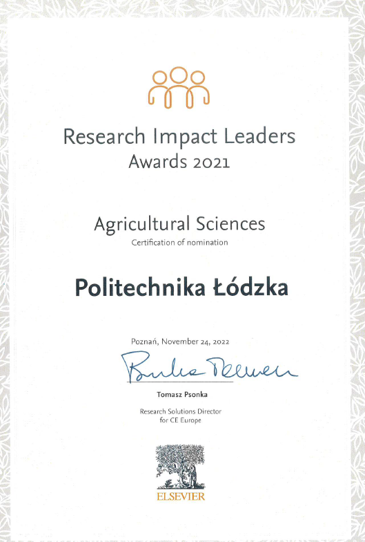 Dyplom dla Politechniki Łódzkiej