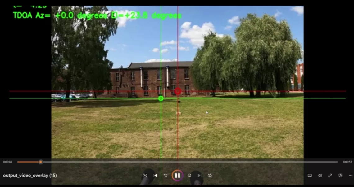 Pokaz działania aplikacji służącej do lokalizacji drona w warunkach dziennych