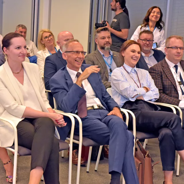 W czasie spotkania, od prawej Małgorzata Moskwa-Nowicka, wiceprezydent Łodzi i prorektor prof. Paweł Strumiłło