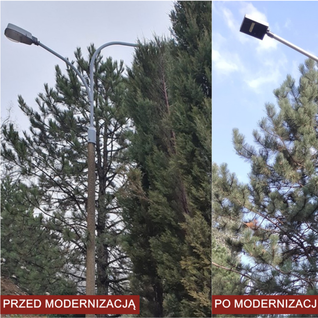 Lampy w kampusie - przed i po modernizacji oświetlenia